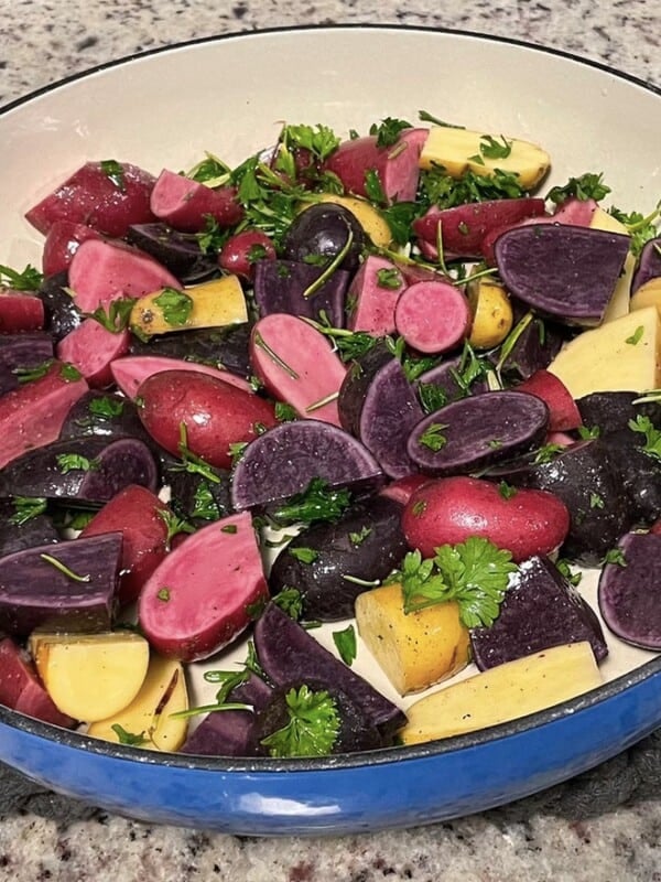 potatoes in enameled cast iron
