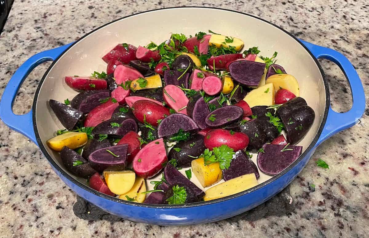 potatoes in enameled cast iron