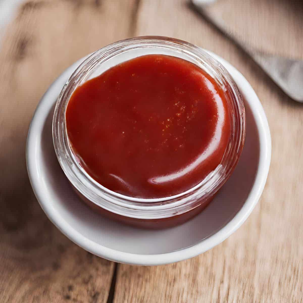 Sauce for meatloaf in clear prep bowl