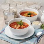 2 Minestrone Soup bowls served