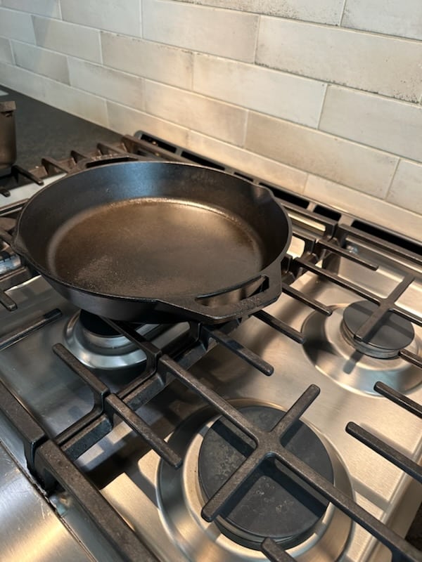 lodge cast iron skillet on gas stove