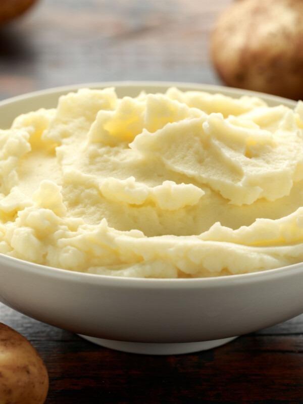 Mashed Potatoes In white bowl