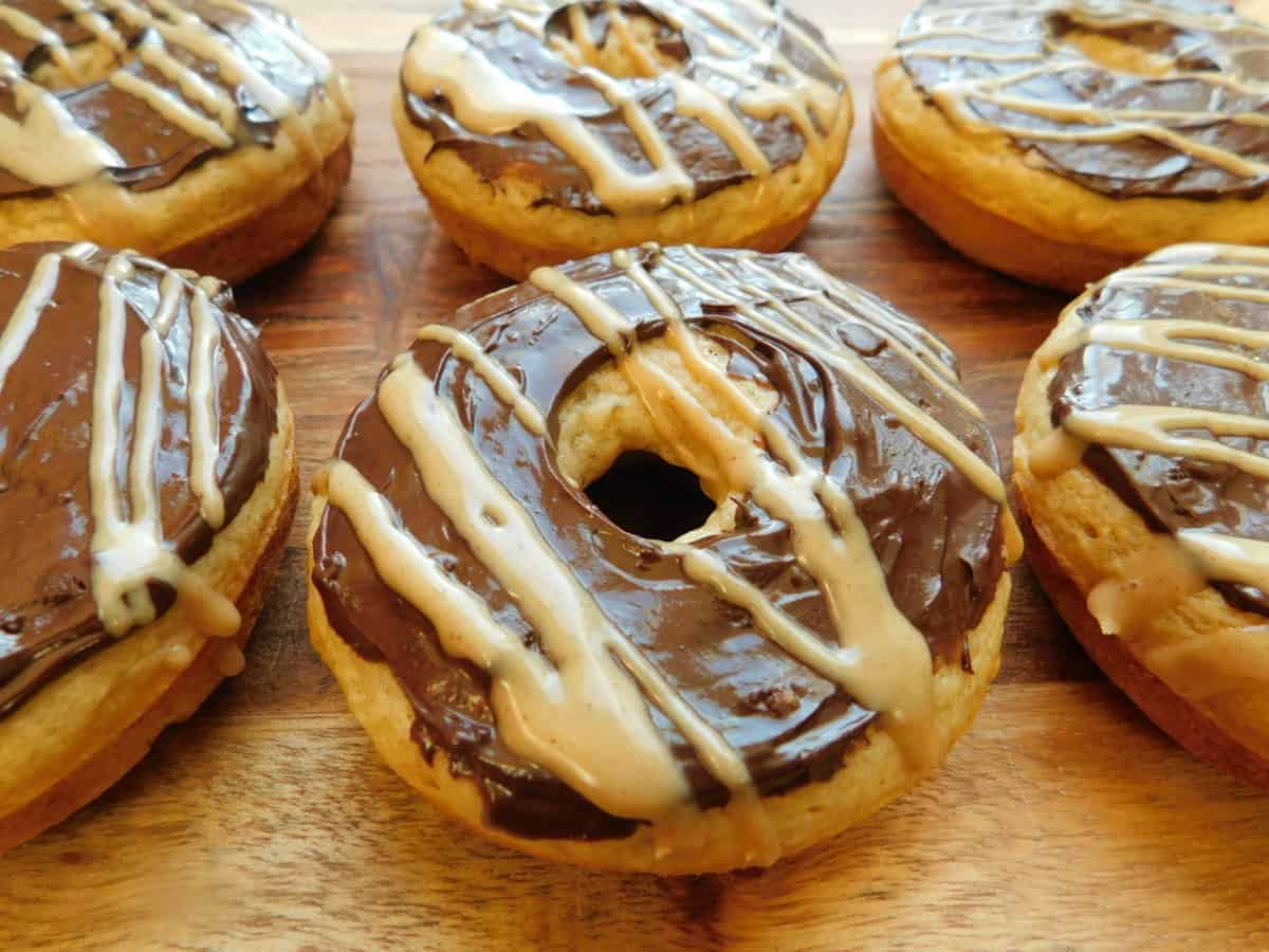 Peanut butter banana chocolate dipped donuts