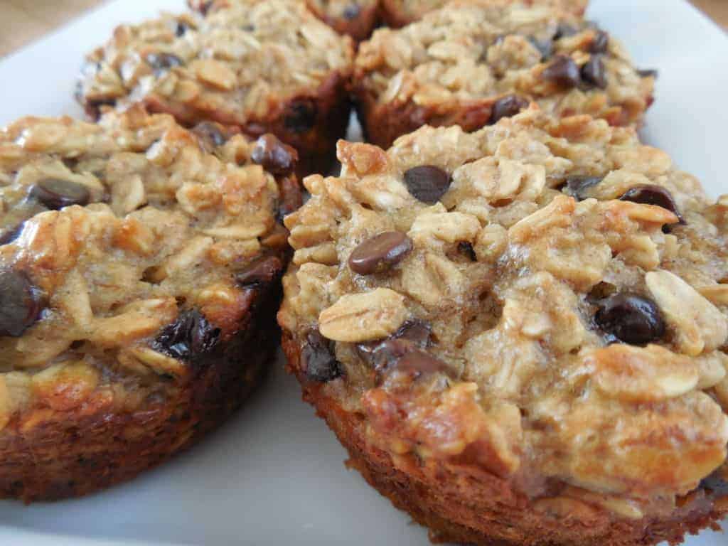 Peanut butter chocolate banana oatmeal muffins