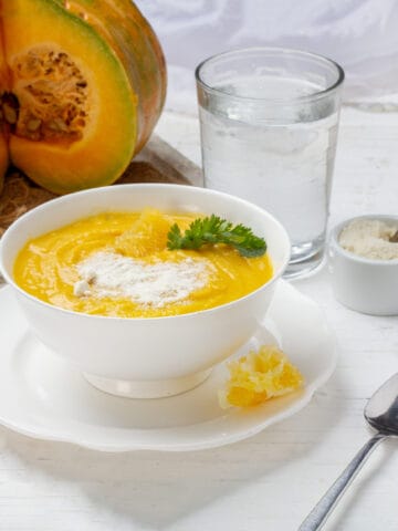 Sweet and creamy Pumpkin and Orange Soup.