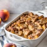 French Toast Casserole in White Baking Dish