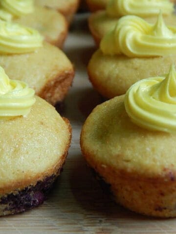 mini blueberry lemon muffin cupcakes with icing