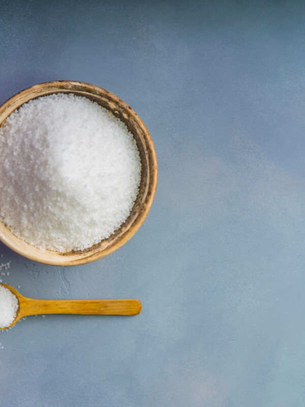 salt in wooden bowl