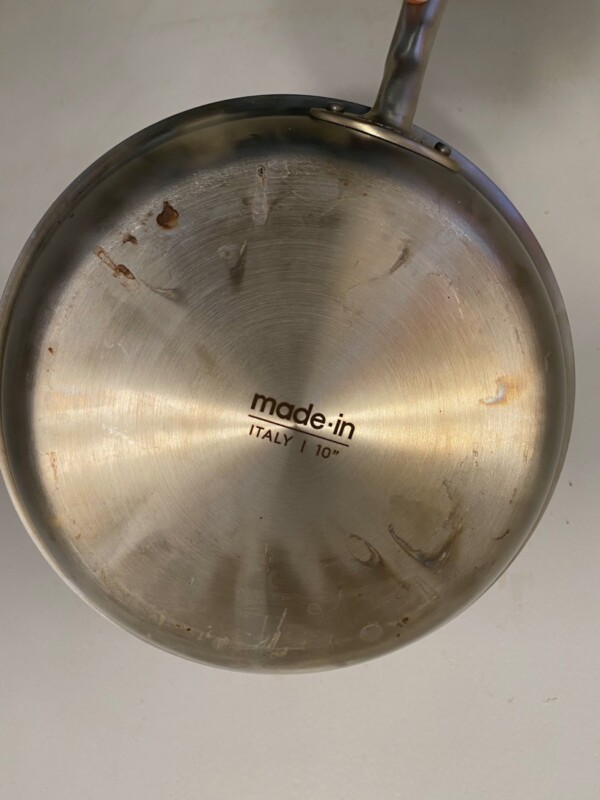 Back of Made In pan after cleaning