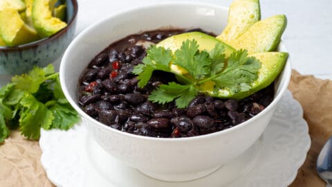 Black Bean Soup served with Avacado dressing