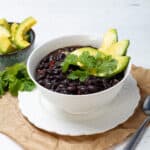 Black Bean Soup served with Avacado dressing