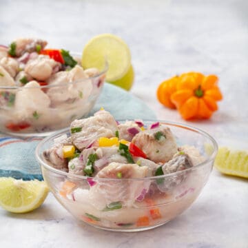 Two bowls of Ceviche served