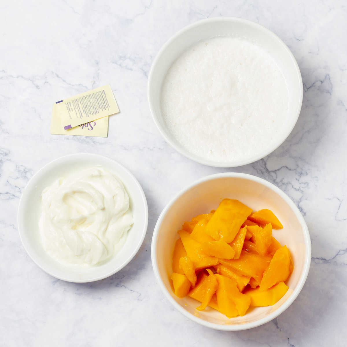 Creamy Mango and Coconut Ice Cream Ingredients