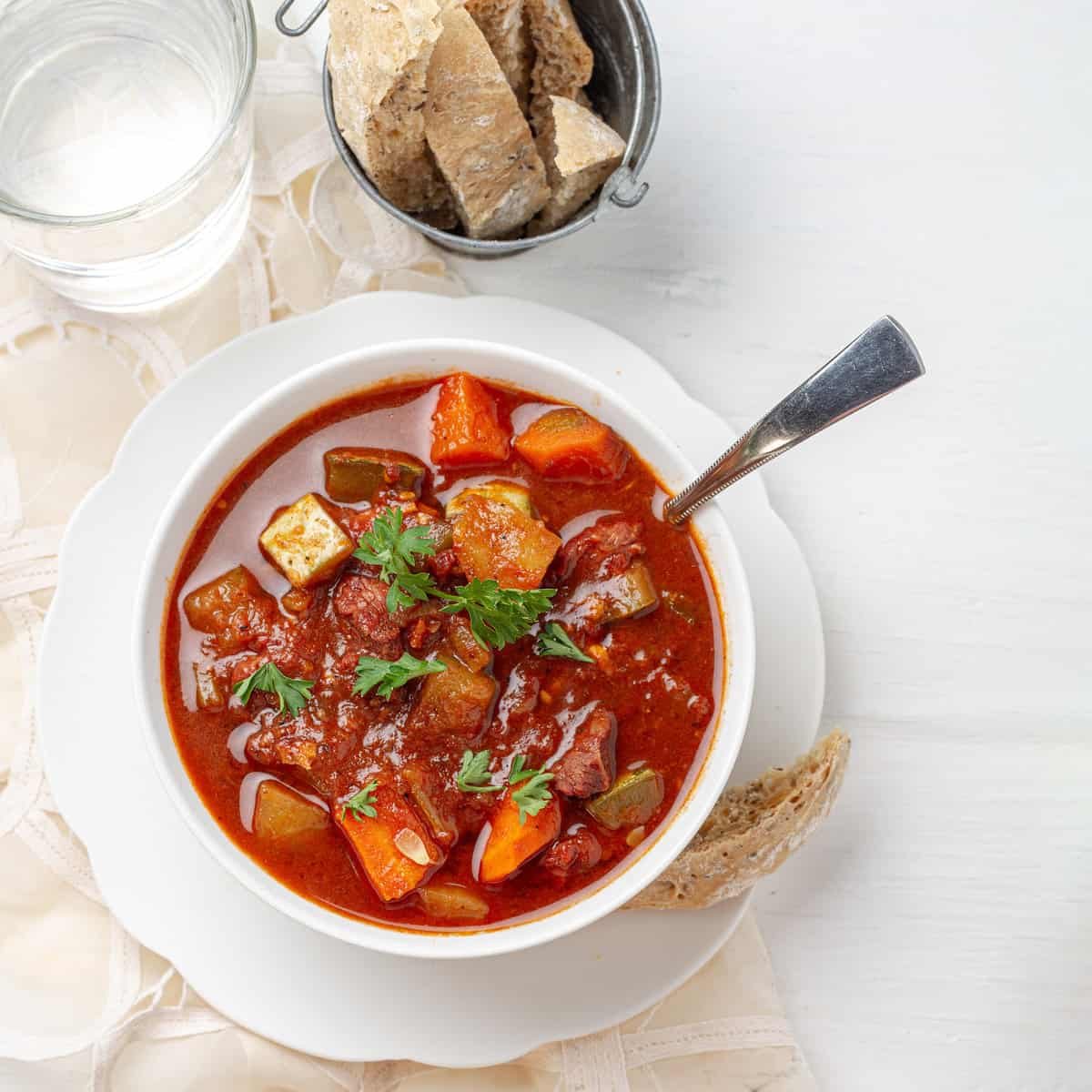 Goulash served in a bowl