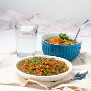 Lentil Soup served in bowl and plate