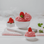 Strawberry Yogurt Ice Cream served with strawberry