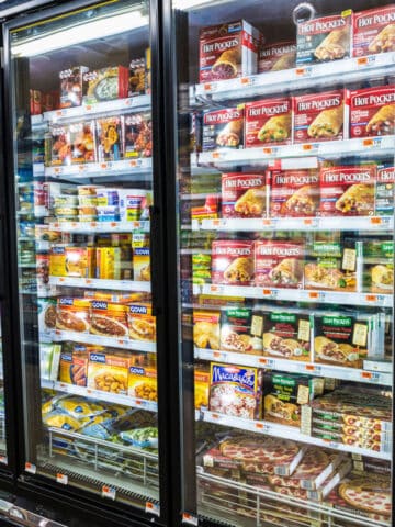 frozen food section at grocery store