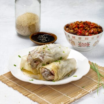 Cabbage Rolls garnish with soy sauce