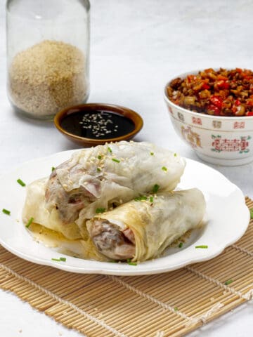 Cabbage Rolls garnish with soy sauce