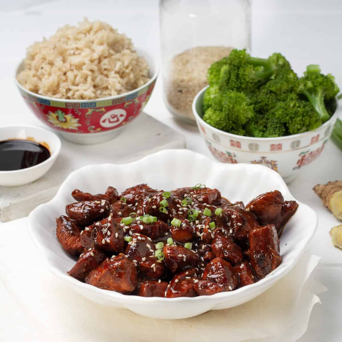 Chicken Teriyaki served with rice and broccoli