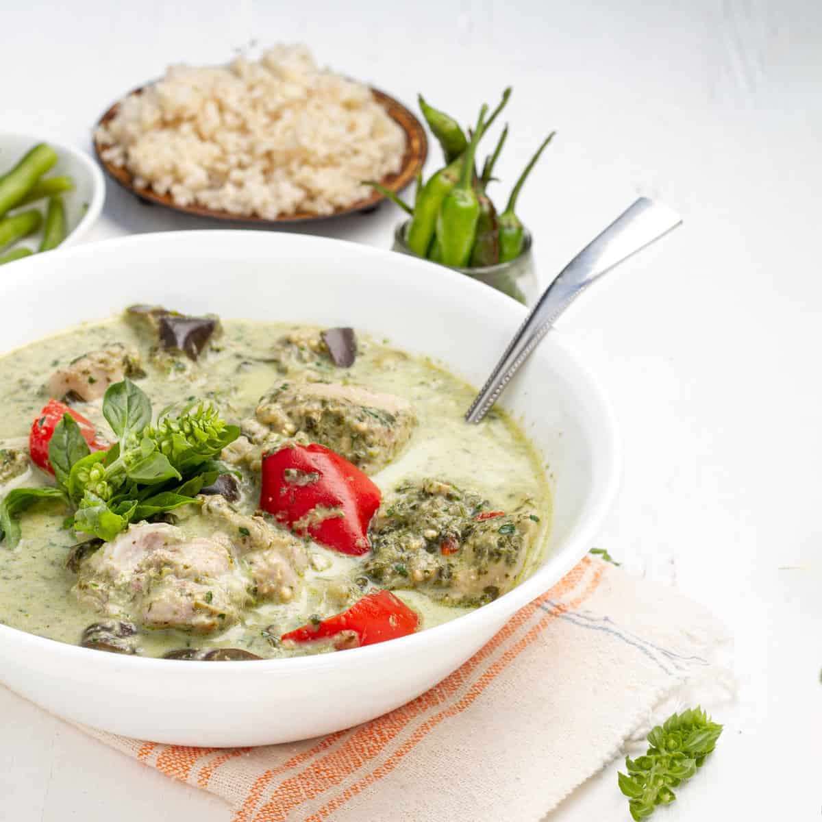 Thai Green Curry Chicken served with rice