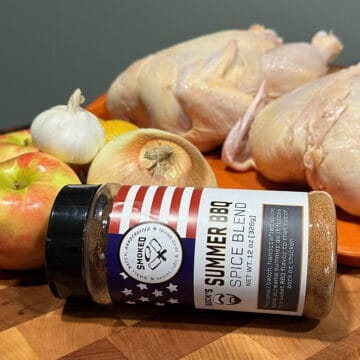 Whole Smoked Chicken Ingredients with Smoked Q Rock's Summer BBQ Spice Blend