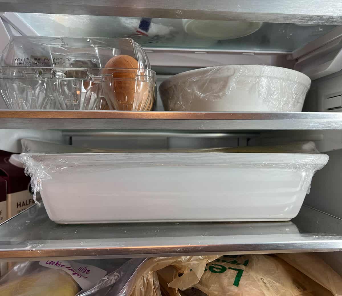 Le Creuset casserole dish in the fridge