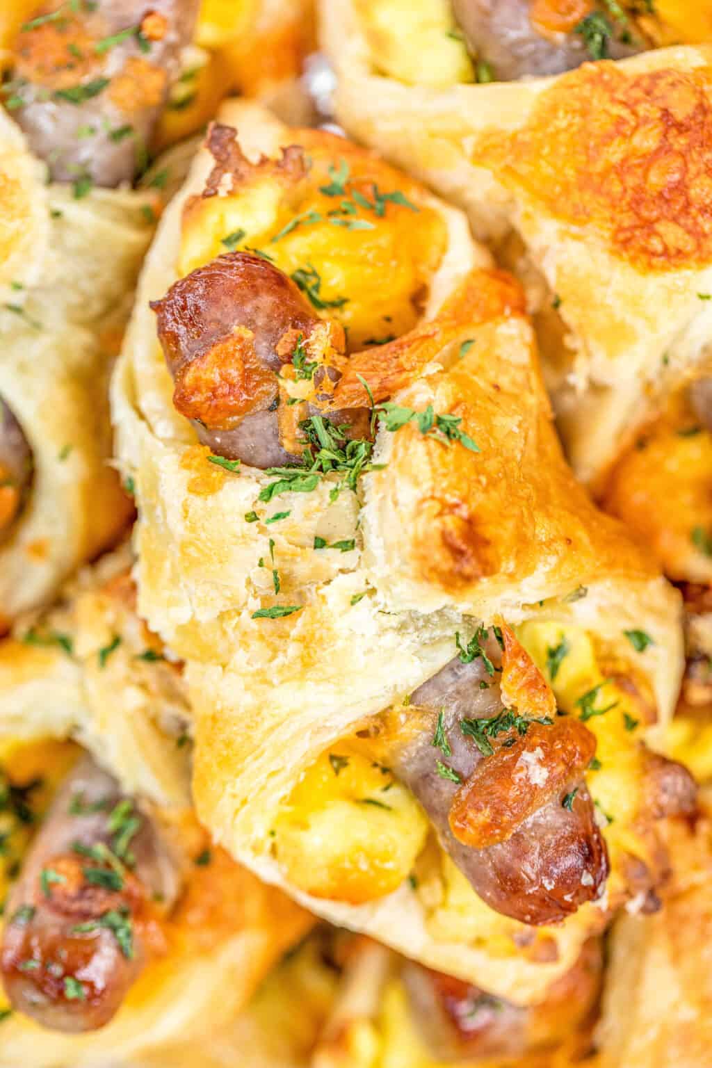 Sausage eggs and cheese breakfast puffs