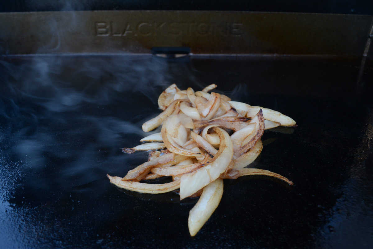 caramelized onions on the blackstone