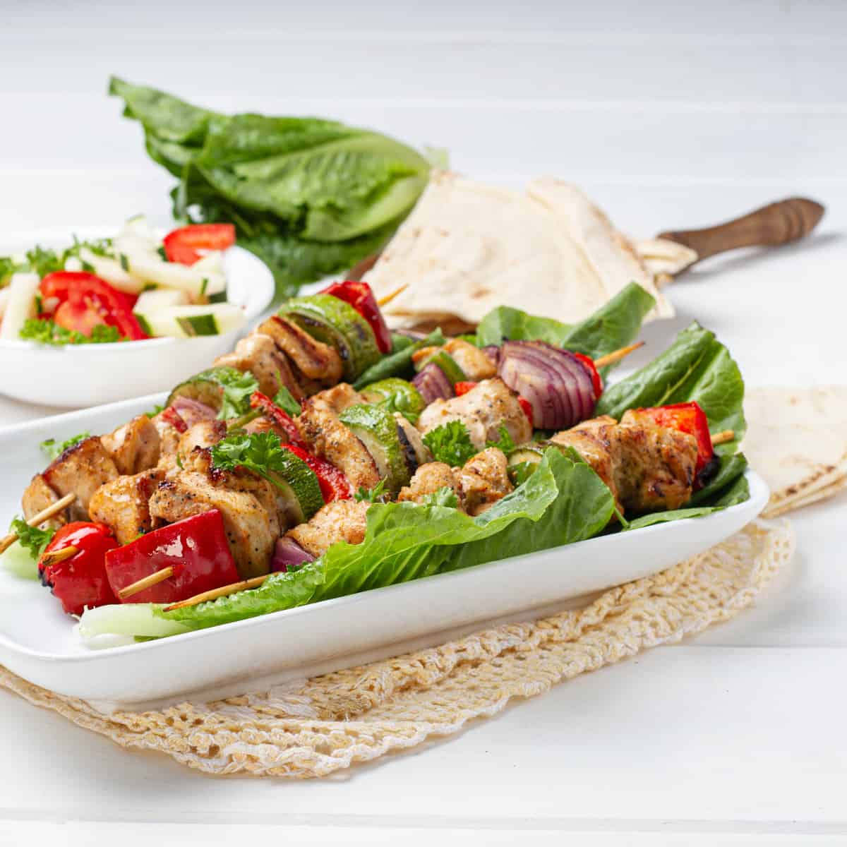 Chicken Kebabs in wooden skewers
