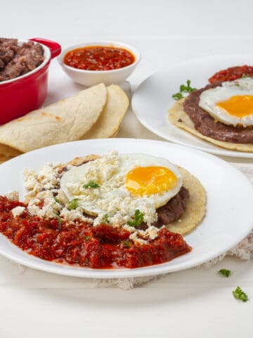 Huevos Rancheros platted with tortillas
