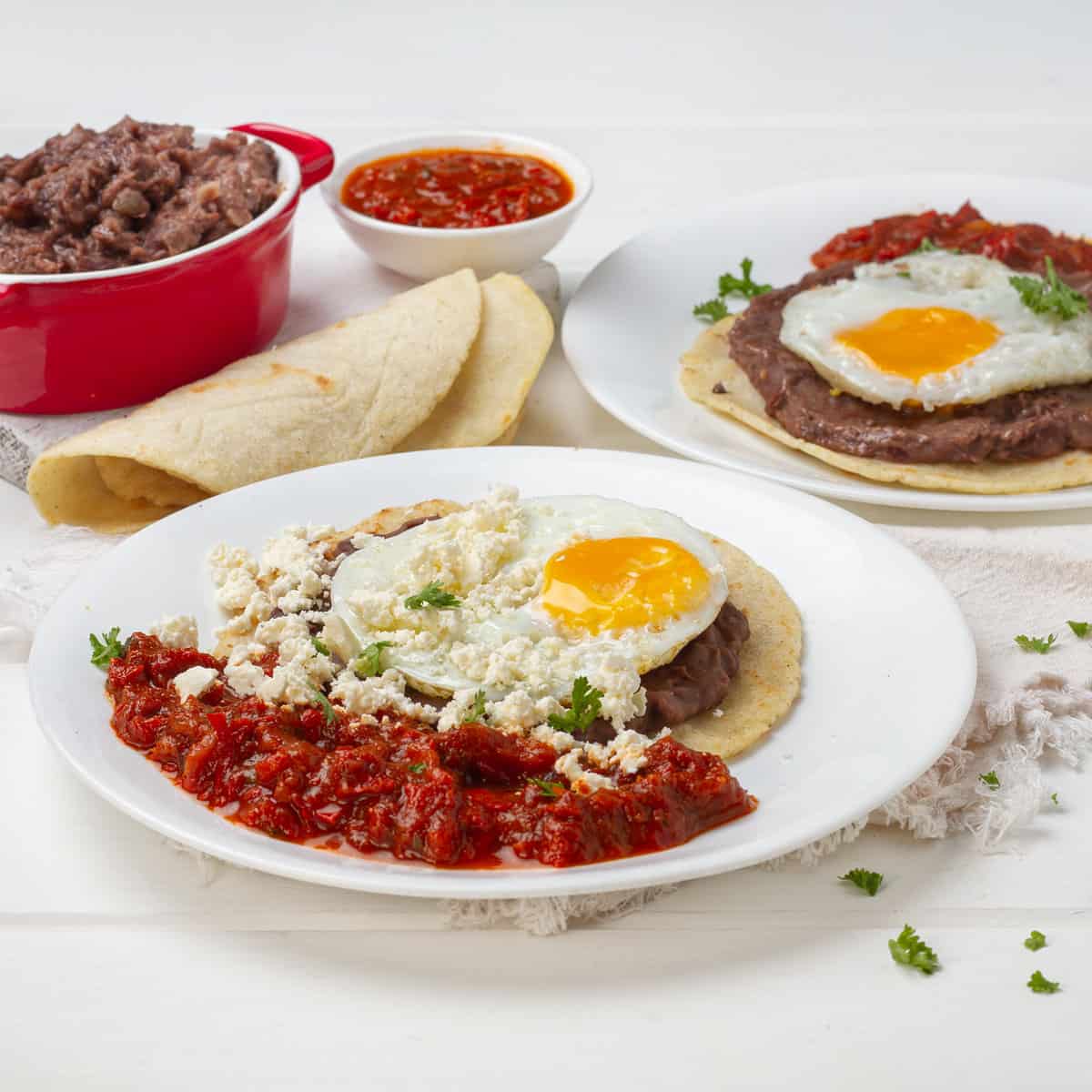 Huevos Rancheros platted with tortillas