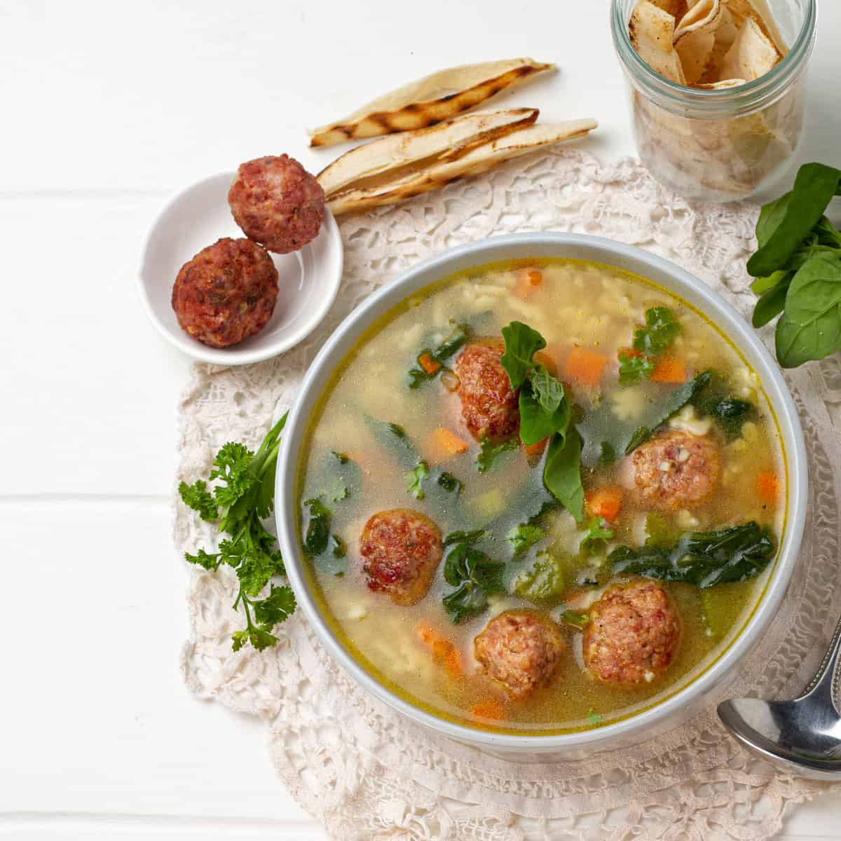 Italian Wedding Soup served in a bowl