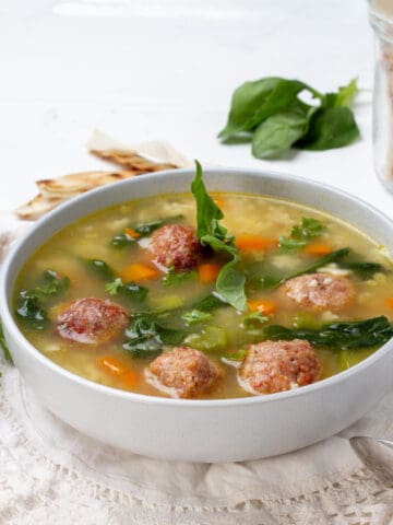 Italian Wedding Soup served in a bowl