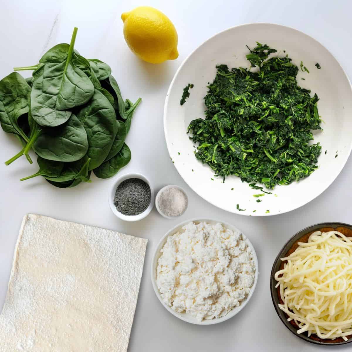 ingredients in spinach hand pies