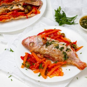 Stuffed Fish served with carrot salad