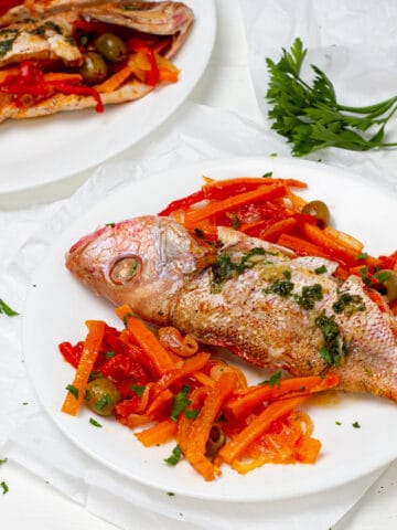 Stuffed Fish served with carrot salad