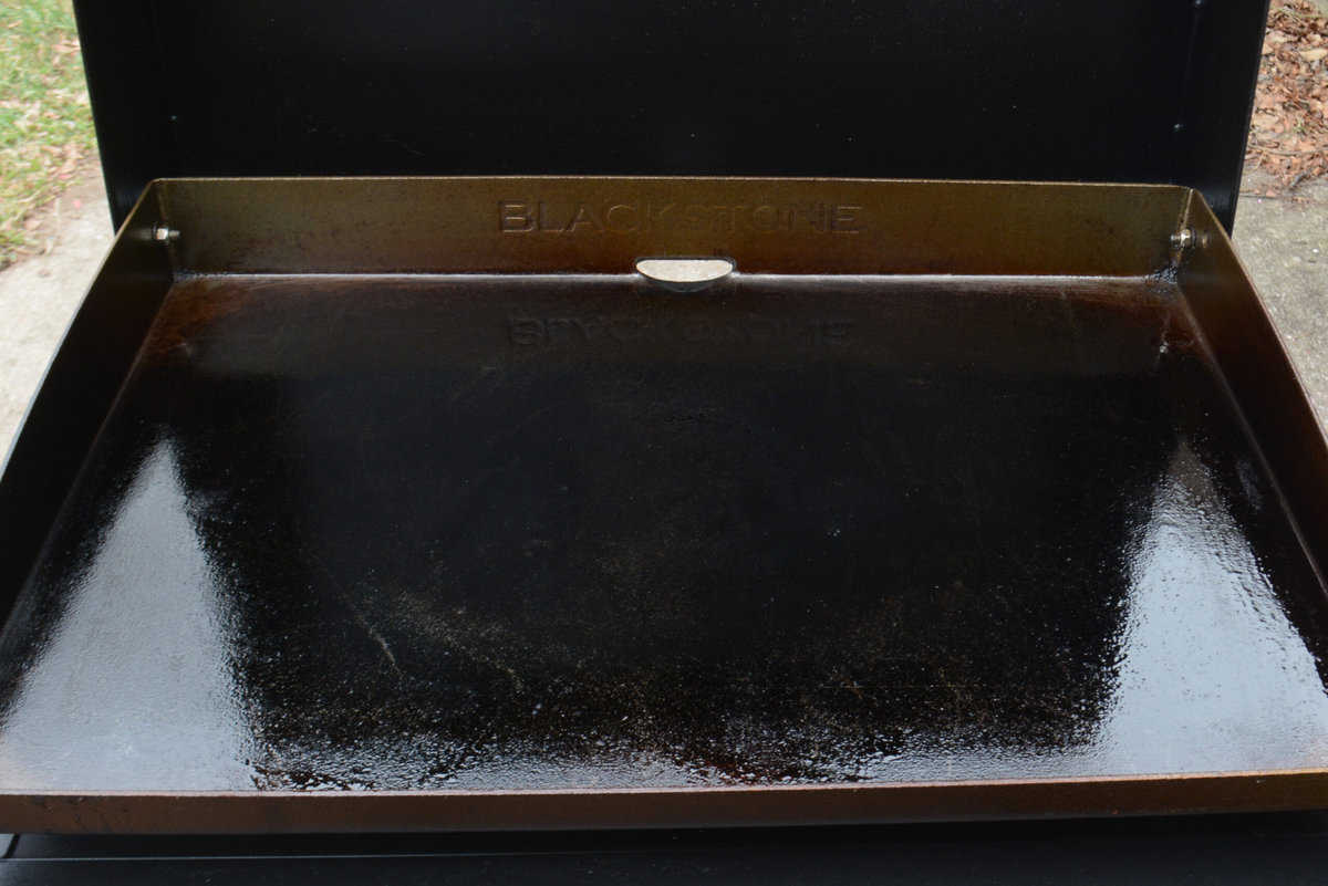 oiled and preheated blackstone griddle