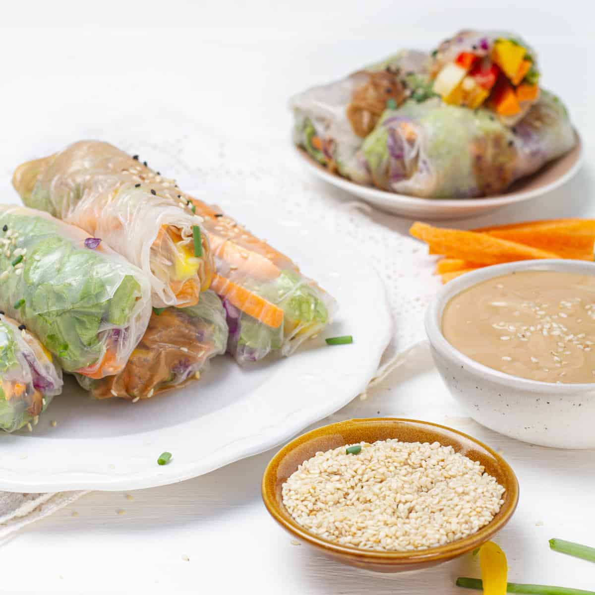 Spring Rolls served in a plate