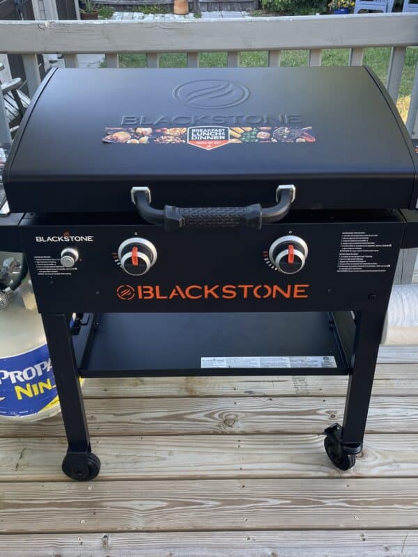 blackstone griddle sitting on deck