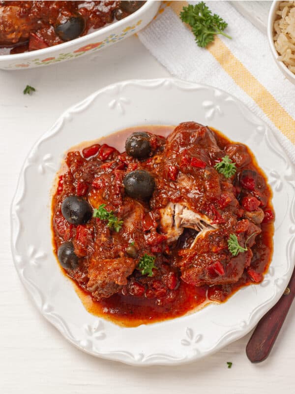 Chicken Cacciatore served in a plate