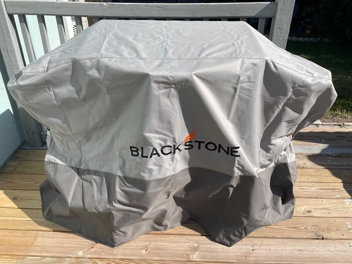 covered blackstone griddle on deck