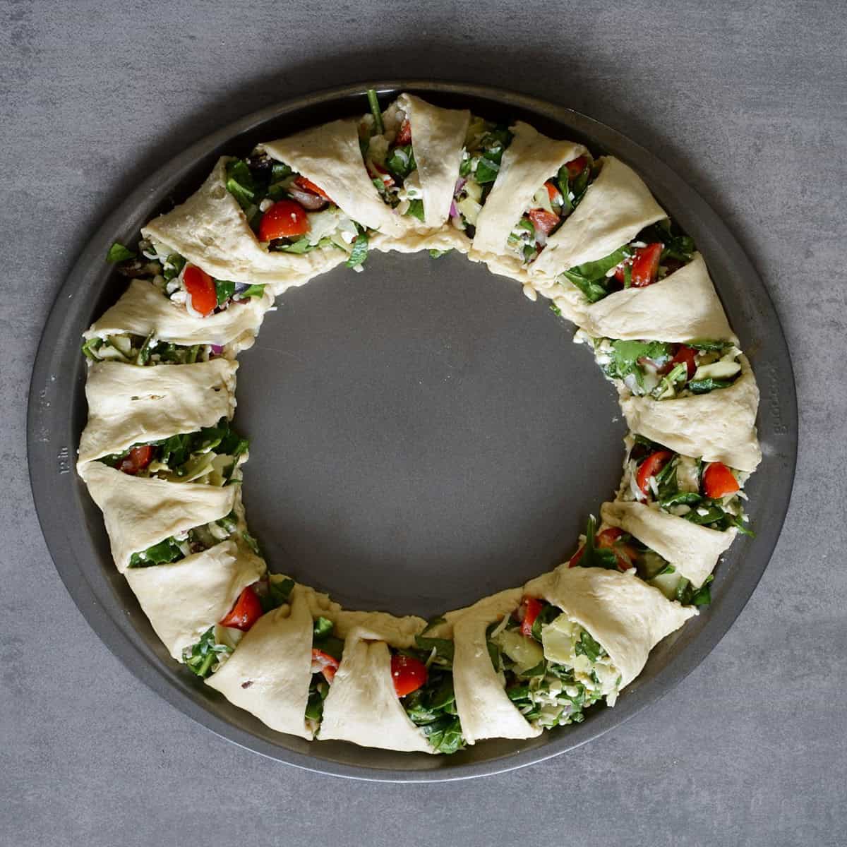 Unbaked crescent dough wreath