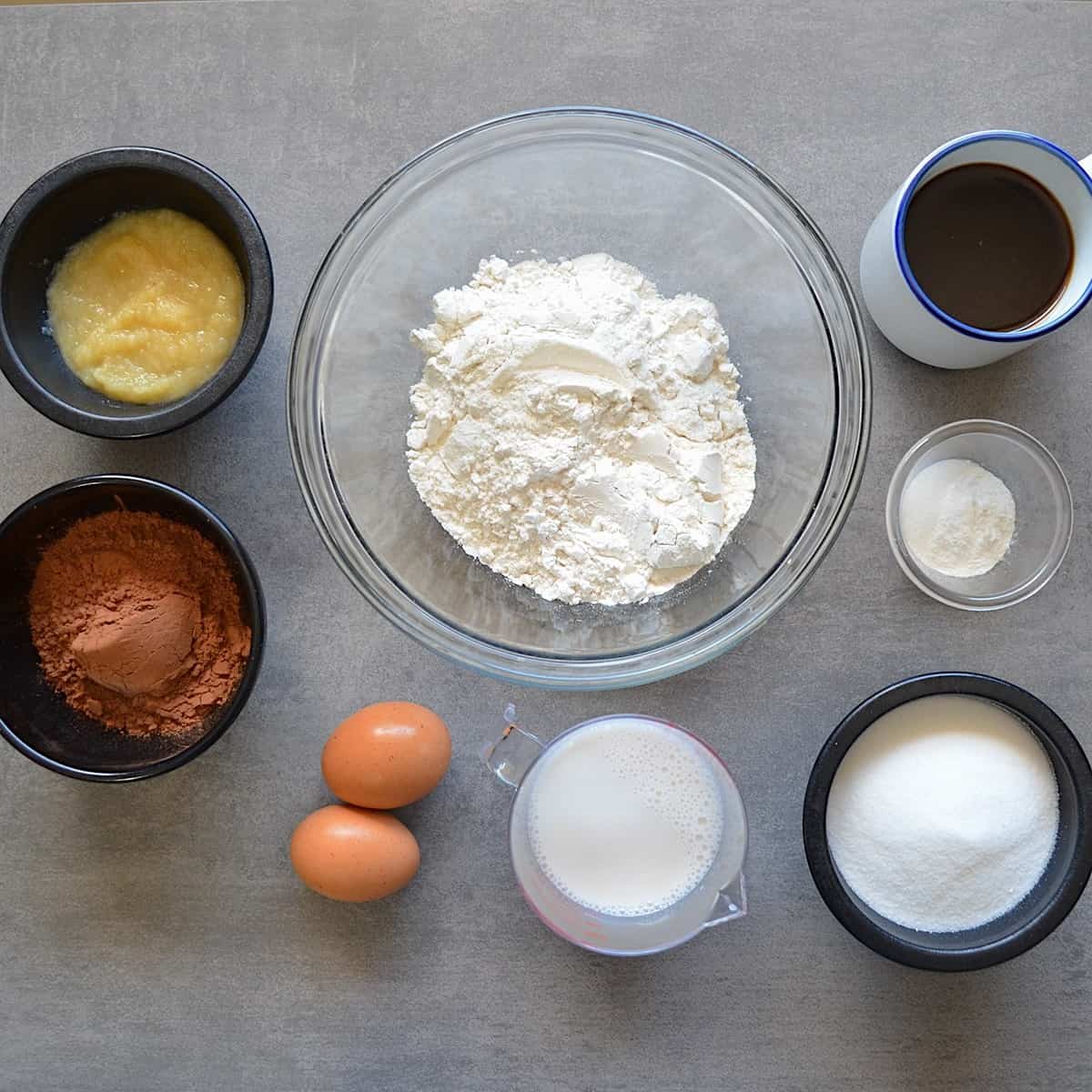 Measured ingredients for homemade cake