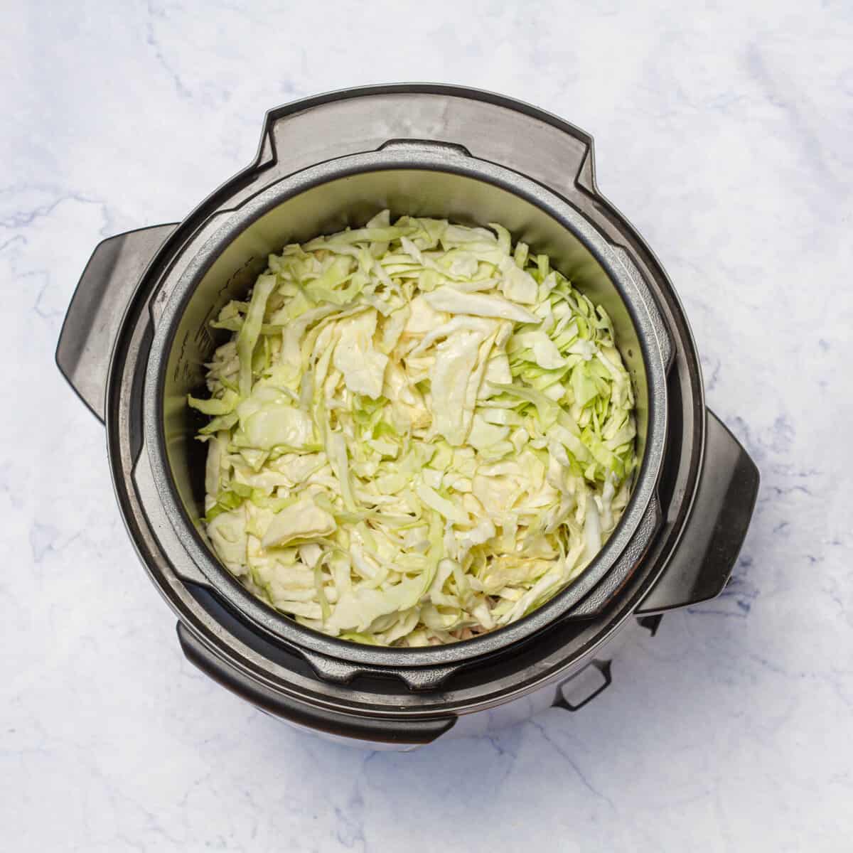 add the finely chopped cabbage to the pot