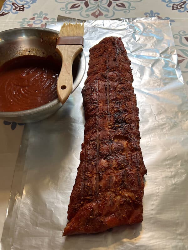 wrap smoked ribs in foil with bbq sauce