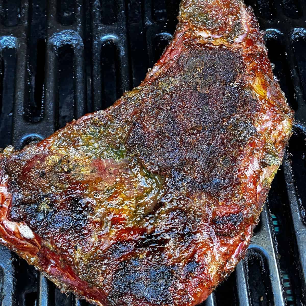 searing tri tip on the gas grill