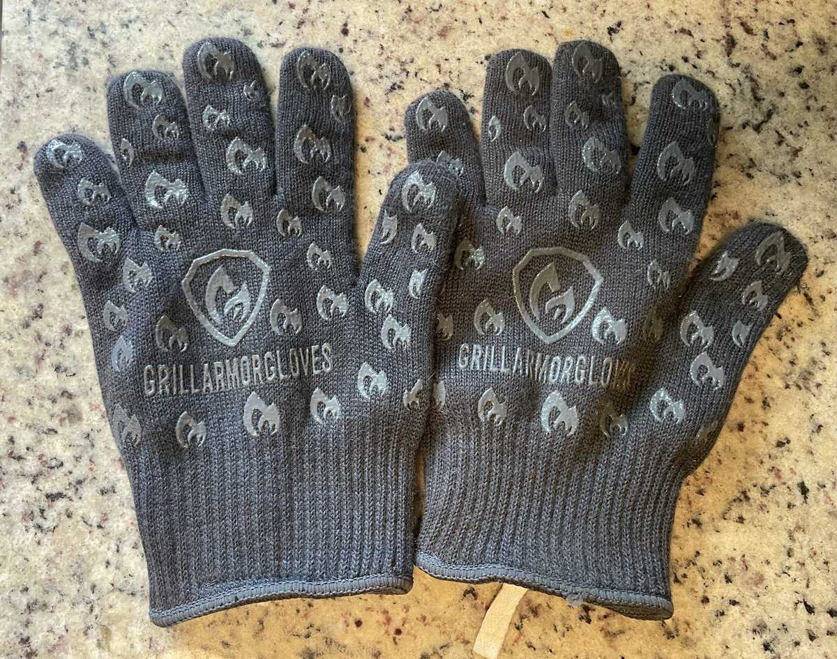 grill gloves on a counter