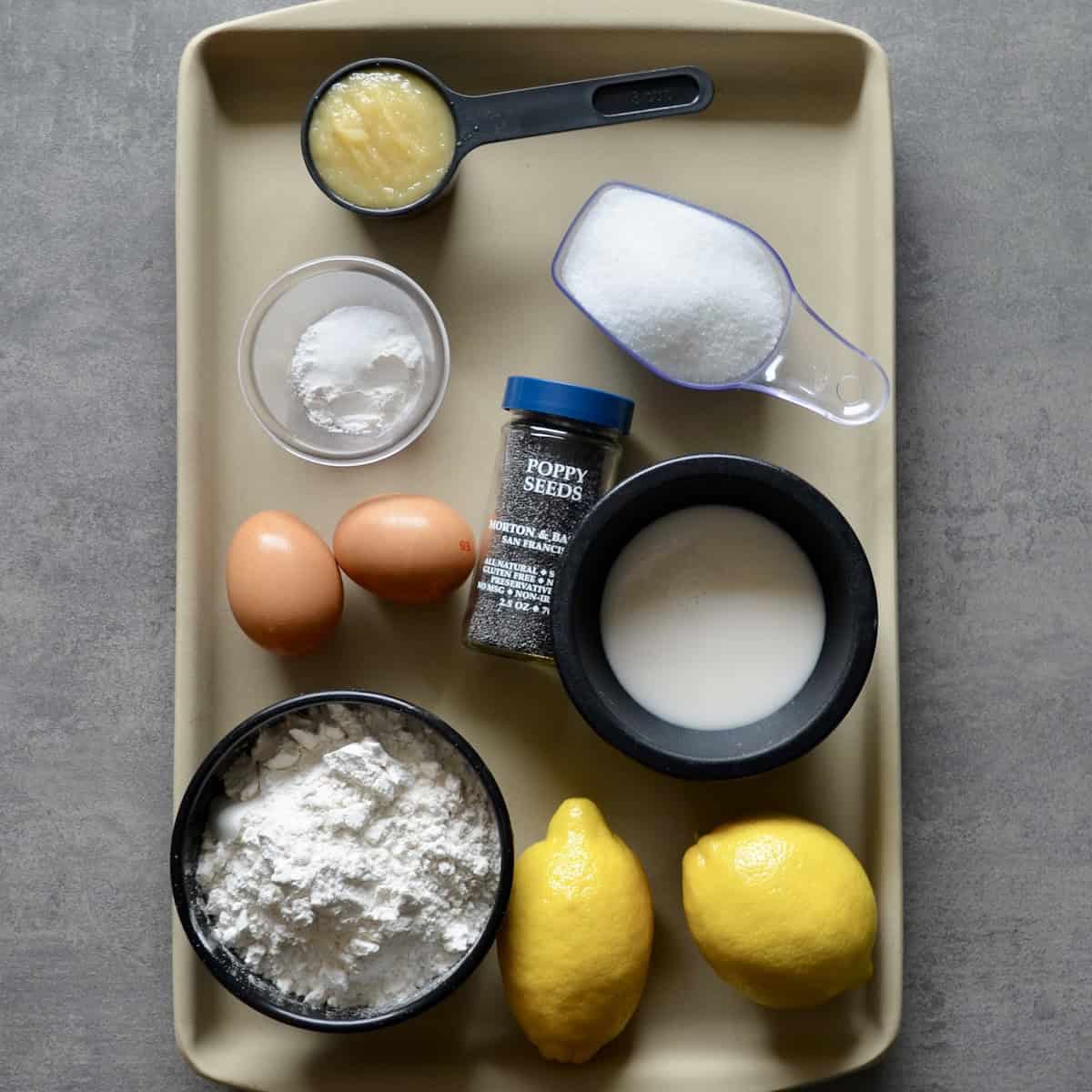 Ingredients needed for lemon loaf batter
