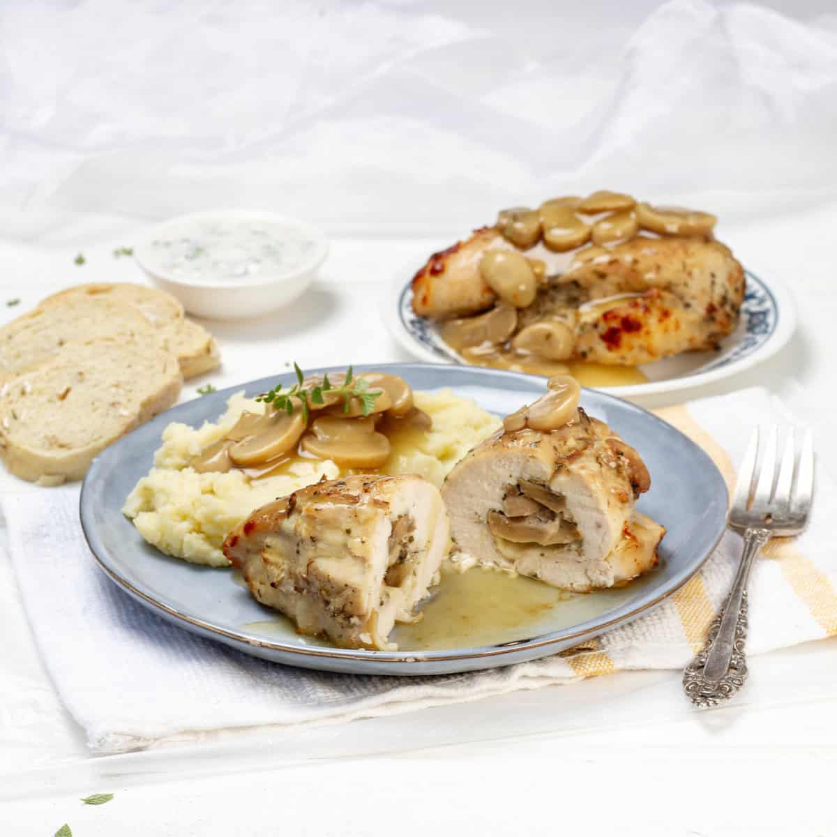 Chicken Stuffed with Mushrooms and Mozzarella Cheese
